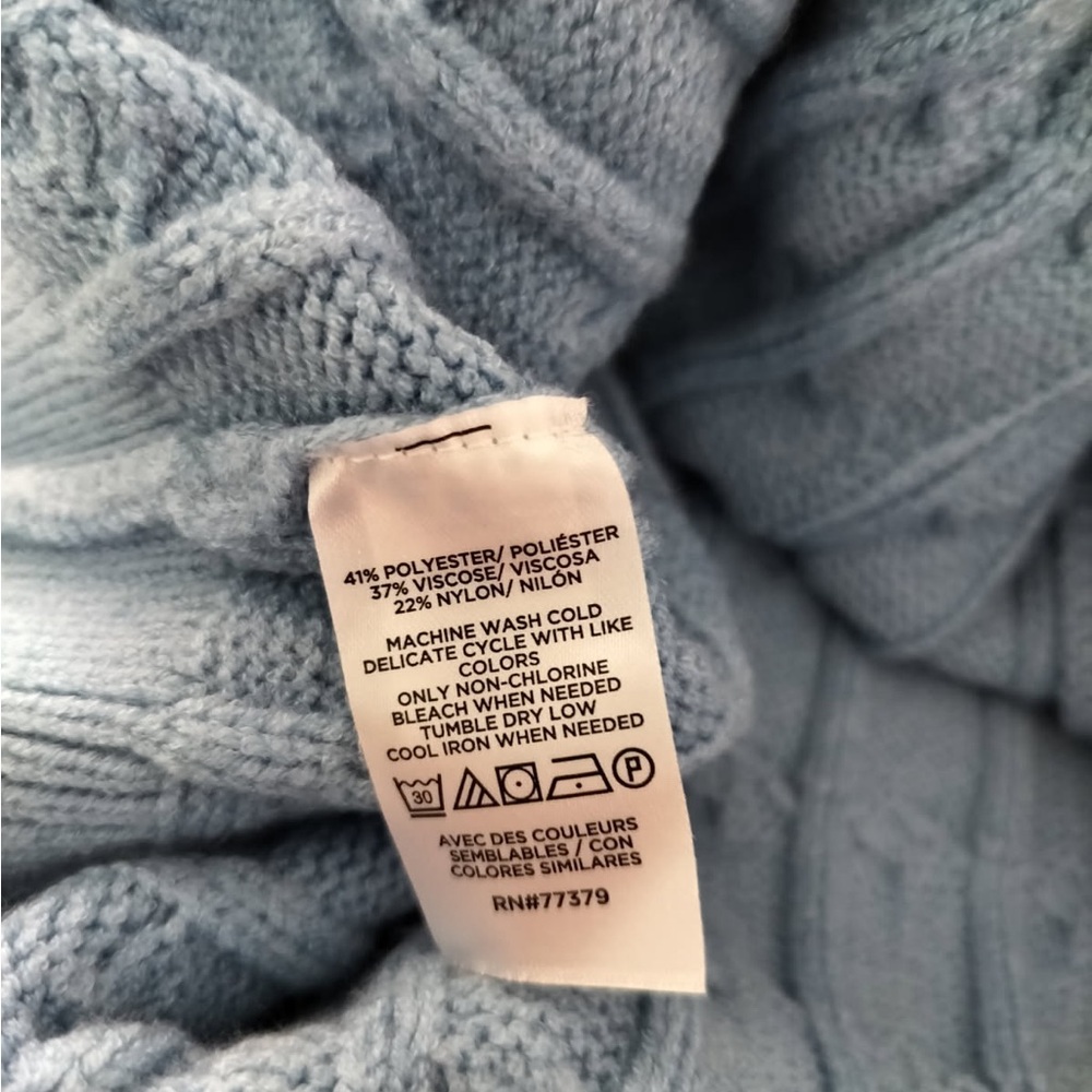 Ann Taylor Blue Cable Knit Cardigan Sweater - Picture 8 of 8